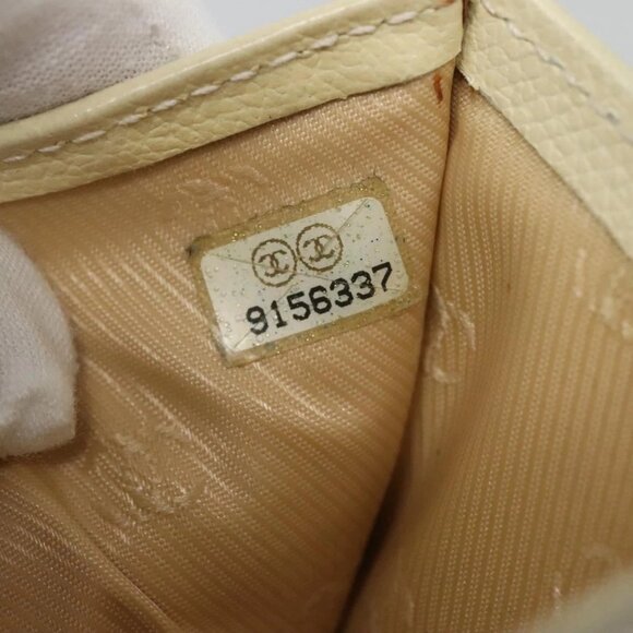 CHANEL Bifold Wallet Leather White Gold CC Auth - Picture 11 of 16